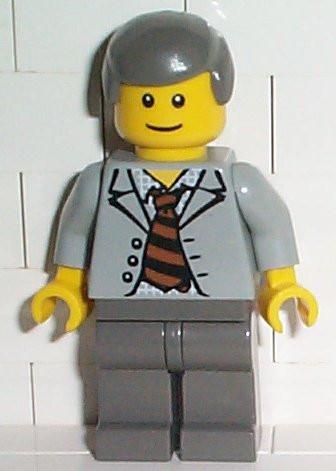 LEGO Minifigure-Scientist With Open Jacket, Black and Brown Stripe Tie and Plaid Shirt-Spider-Man / Spider-Man 1-SPD010-Creative Brick Builders